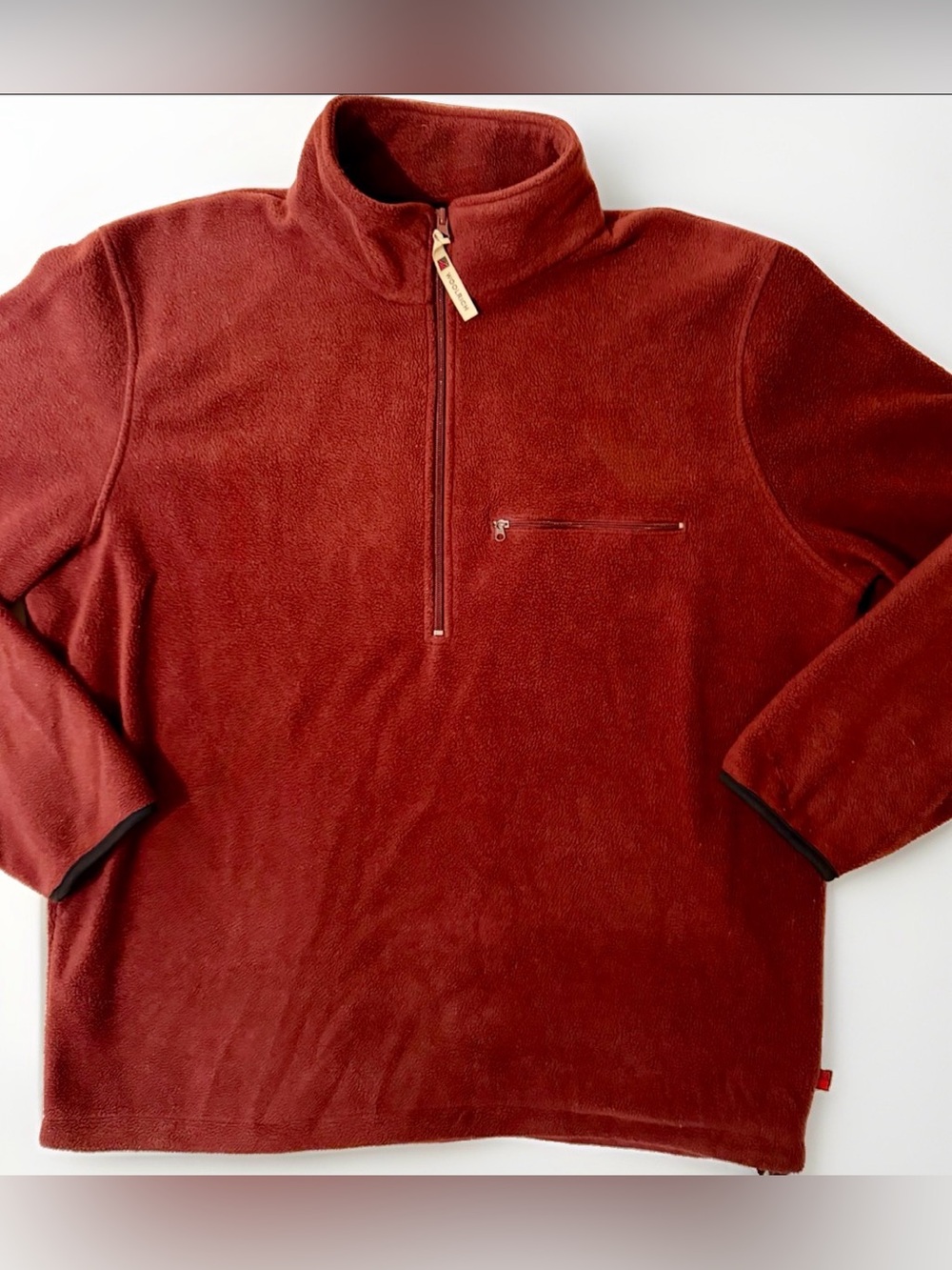 Vintage Woolrich Quarter Zip Fleece Pullover Men’s L faded Burgundy Moc-Neck